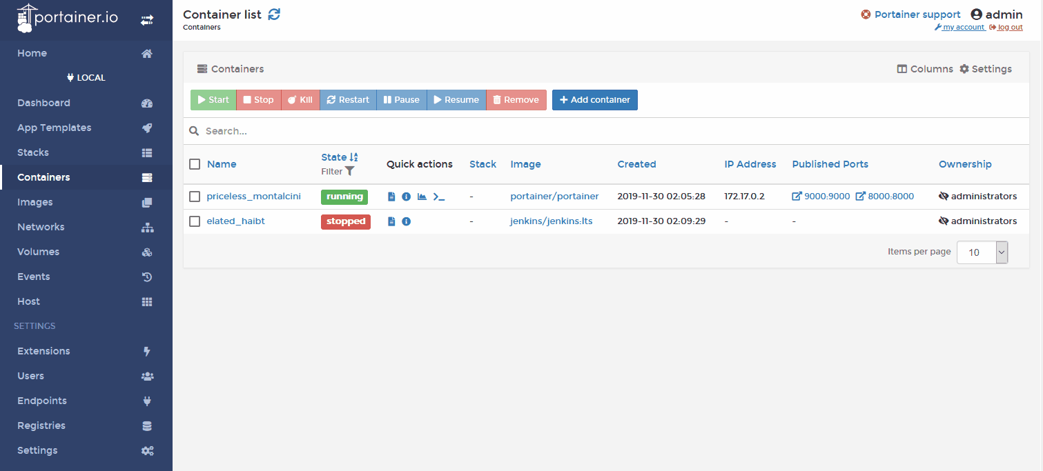 Demo of portainer templates